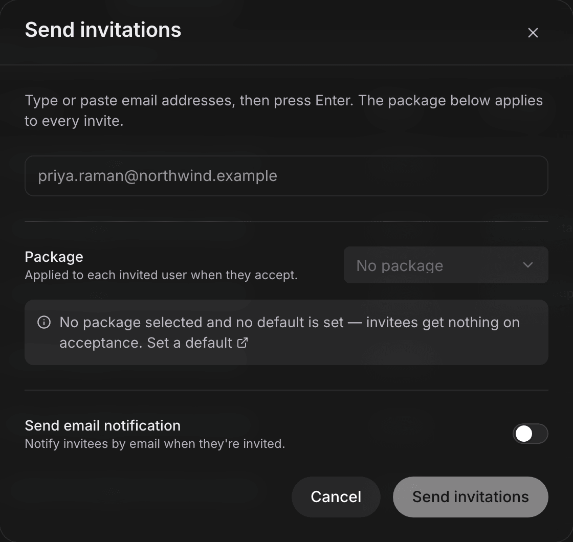 Sending an invitation