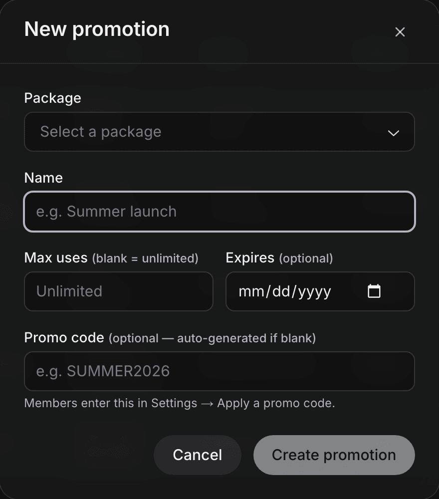 Creating a promotion