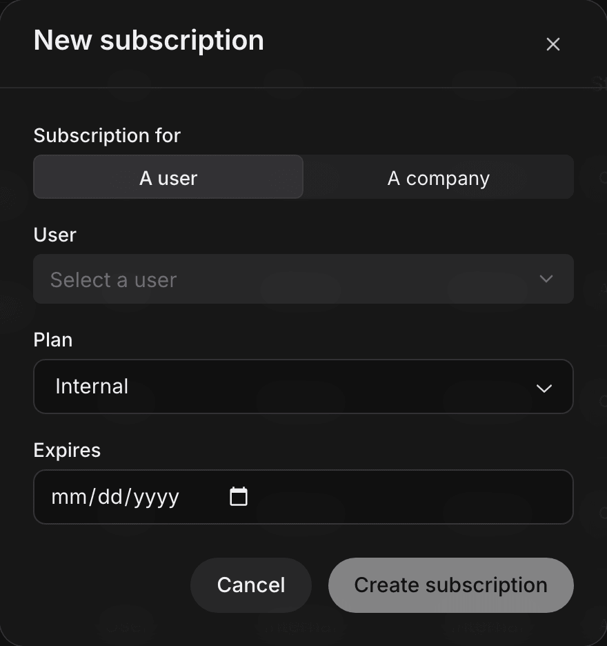 Creating a subscription