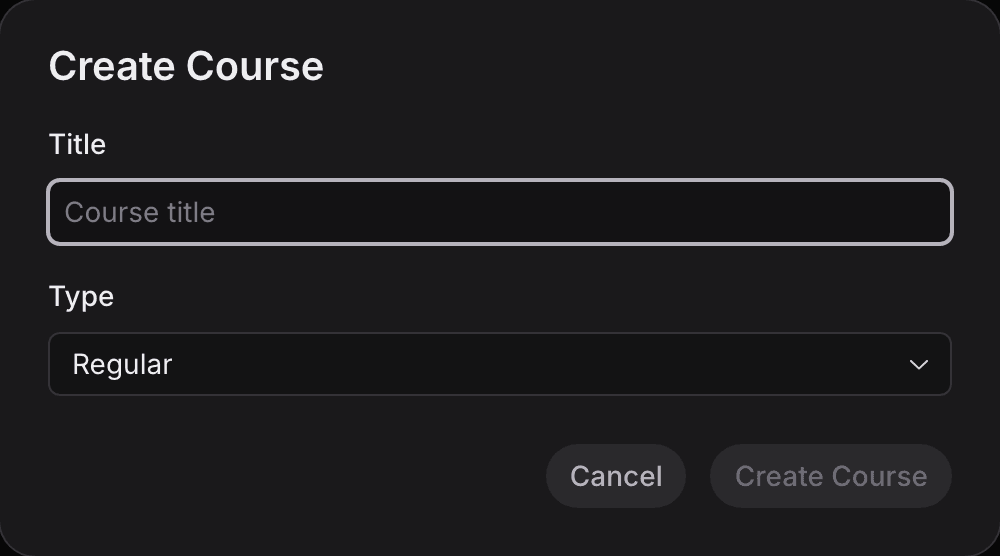 The add course dialog